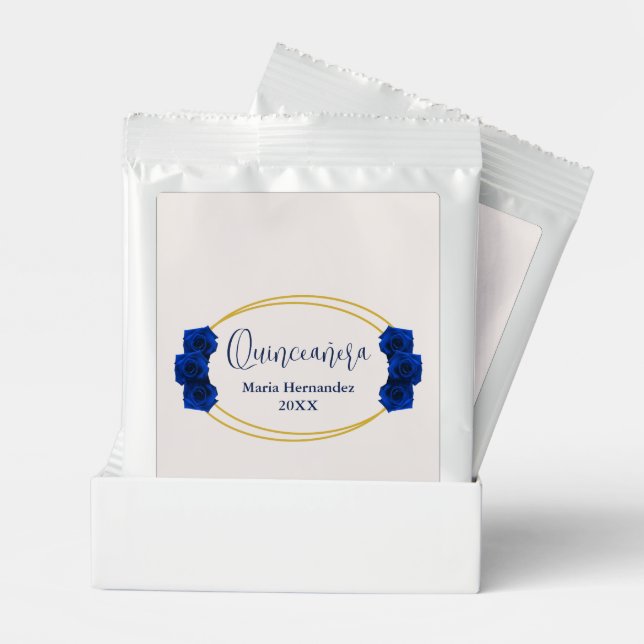 Royal Blue and Gold Geometric Quinceañera Hot Chocolate Drink Mix (Pair)