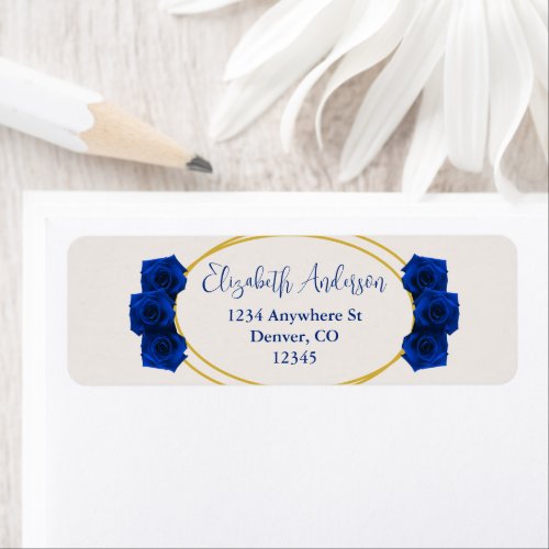 Royal Blue and Gold Geometric Quinceaera Label