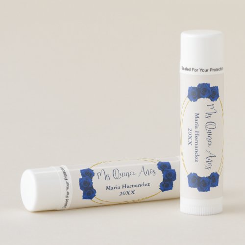 Royal Blue and Gold Geometric Quinceaera Lip Balm