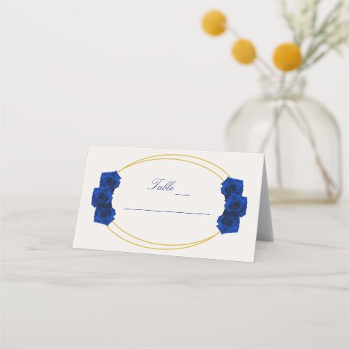 Royal Blue and Gold Geometric Quinceaera Place Card