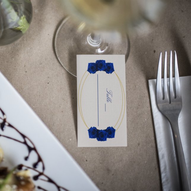 Royal Blue and Gold Geometric Quinceañera Place Card (Creator Uploaded)
