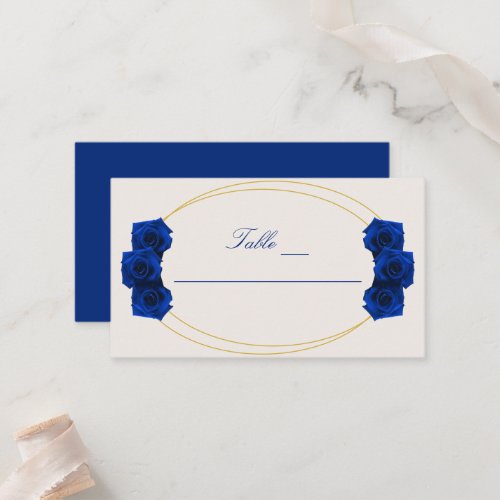 Royal Blue and Gold Geometric Quinceaera Place Card