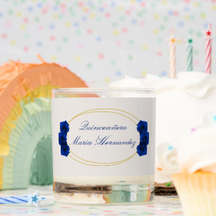 Royal Blue and Gold Geometric Quinceañera Scented Candle