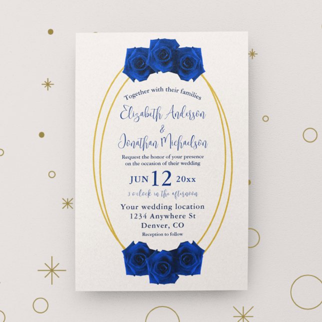 Royal Blue and Gold Geometric Wedding Invitation (Creator Uploaded)