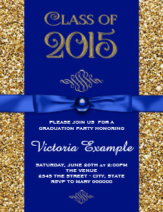 Royal Blue And Gold Graduation Invitations Zazzle Royal Blue And Gold Graduation Announcements