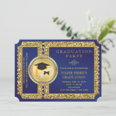 Royal Blue and Gold Graduation Invitation (Standing Front)