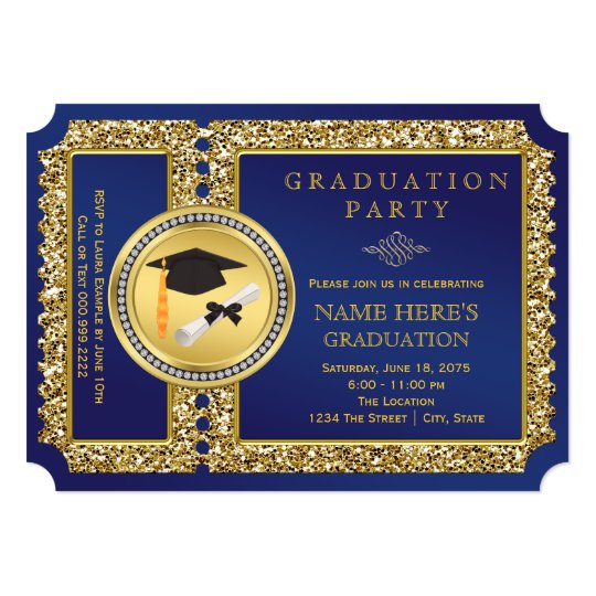 Royal Blue And Gold Graduation Invitation | Zazzle.com