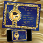 Royal Blue and Gold Graduation Invitation