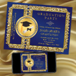 Royal Blue And Gold Graduation Invitation at Zazzle