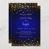 Royal Blue and Gold  Graduation  Party Invite  (Front/Back)