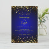 Royal Blue and Gold  Graduation  Party Invite  (Standing Front)