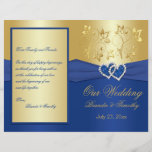 Royal Blue and Gold Joined Hearts Wedding Program<br><div class="desc">This 8.5"x11" royal blue and gold floral joined hearts wedding program matches the invitation and other items shown below. It is designed to be folded down the center. ****PLEASE NOTE that the higher grade paper is a card stock and does not fold well. All the text is customizable. Email me...</div>