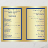 Royal Blue and Gold Joined Hearts Wedding Program (Back)