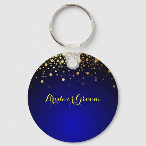 Royal Blue and Gold keyring for bride or groom 