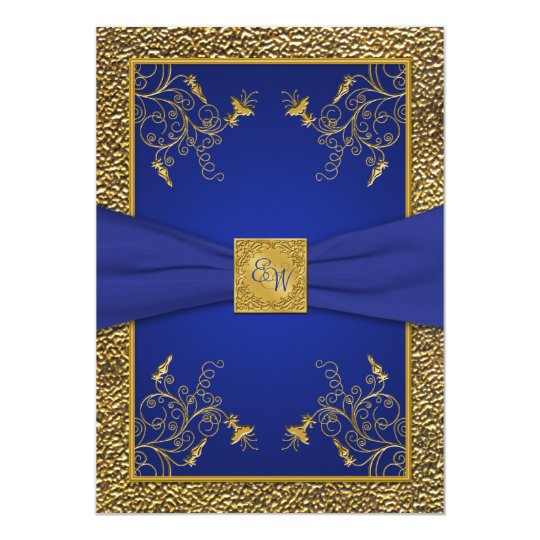 Royal Blue And Gold Wedding Invitations 4