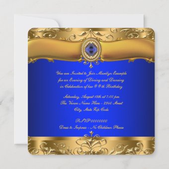 Royal Blue and Gold Party Invitation | Zazzle