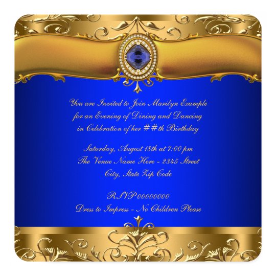 Royal Blue and Gold Party Invitation | Zazzle.com