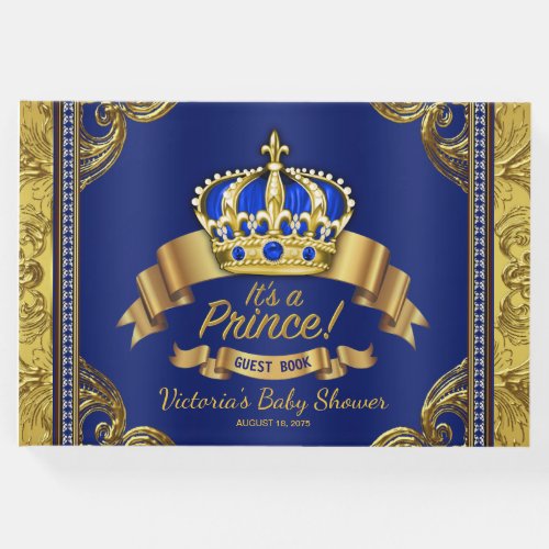 Royal Blue and Gold Prince Baby Shower Guest Books