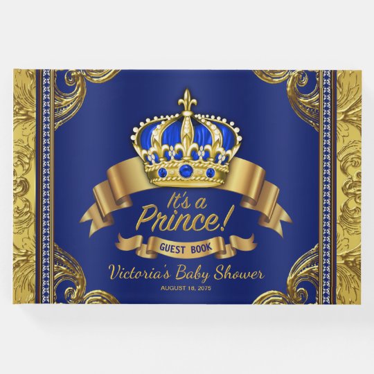 Royal Blue And Gold Prince Baby Shower Guest Books Zazzle Com