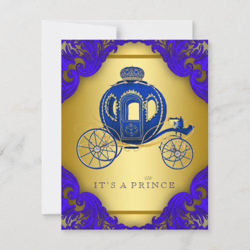 Royal Blue and Gold Prince Baby Shower Invitation