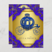Royal Blue and Gold Prince Baby Shower Invitation (Front/Back)