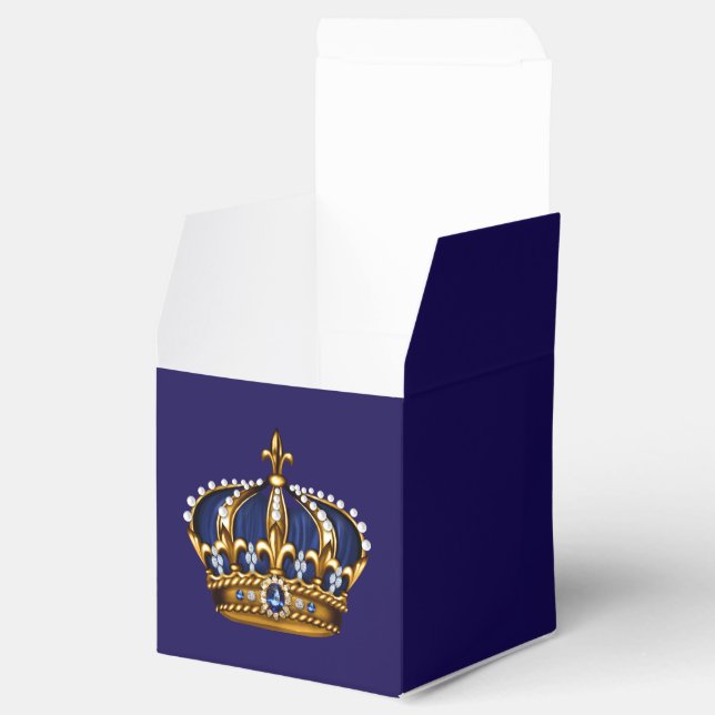 Royal Blue and Gold Prince Crown Favor Boxes (Opened)