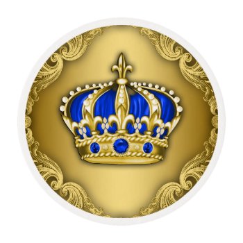 Royal Blue And Gold Prince Cupcake Edible Frosting Rounds by BabyCentral at Zazzle