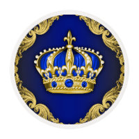 Royal Blue and Gold Prince Cupcake Edible Frosting Rounds