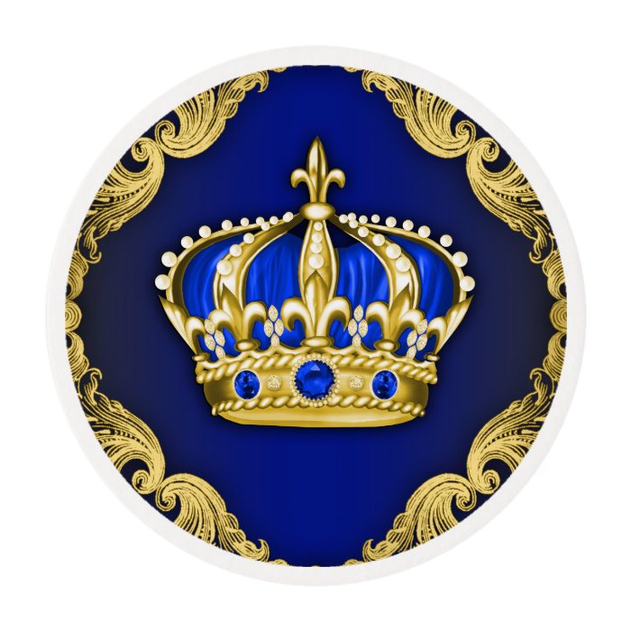 Royal Blue and Gold Prince Cupcake Edible Frosting Rounds | Zazzle