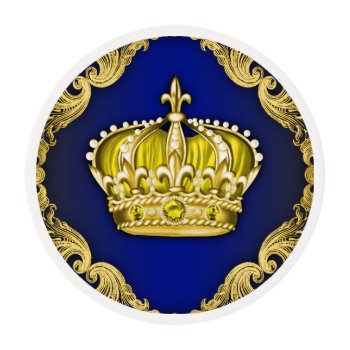 Royal Blue And Gold Prince Cupcake Edible Frosting Rounds by BabyCentral at Zazzle