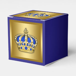 Royal Blue and Gold Prince Favor Boxes