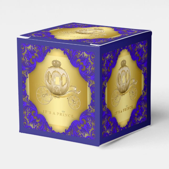 Royal Blue and Gold Prince Favor Boxes (Front Side)