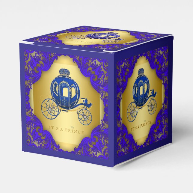 Royal Blue and Gold Prince Favor Boxes (Front Side)