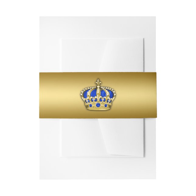 Royal Blue and Gold Prince Invitation Belly Band (Front Example)