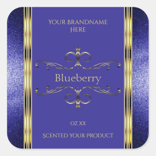 Royal Blue and Gold Product Labels Glitter Borders