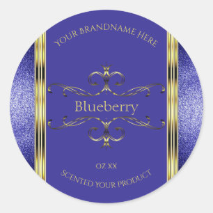 Royal Blue and Gold Product Labels Glitter Borders