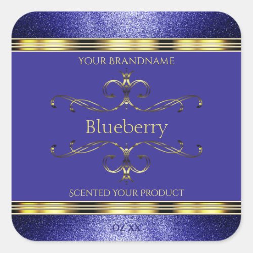 Royal Blue and Gold Product Labels Glitter Borders