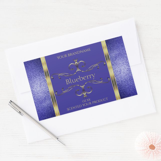 Royal Blue and Gold Product Labels Glitter Borders (Envelope)