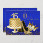 Royal Blue and Gold Quinceanera Invitations (Front/Back)
