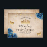 Royal Blue and Gold Rose Parchment Elegant Save The Date<br><div class="desc">Are you looking for elegant save the date ideas in royal blue and gold party theme colors? These easy DIY template save the date invitations enable you to create your own unique fairytale princess stationery. The botanical vintage floral watercolor art by Raphaela Wilson spotlights royal blue roses with faux metallic...</div>