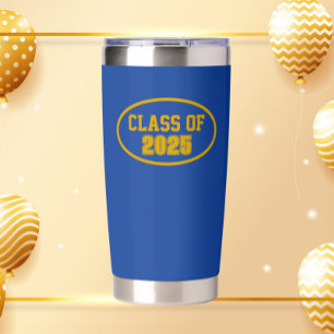 Royal Blue and Gold School Colors Class Year Insulated Tumbler