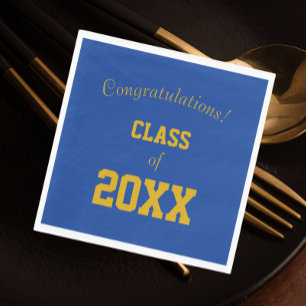 Royal Blue and Gold School Colors Graduation Napkins