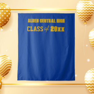 Royal Blue and Gold School Colors Photo Backdrop
