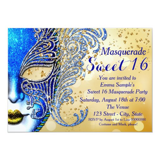 Royal Blue Sweet 16 Invitations 7