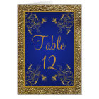 Royal Blue and Gold Table Number Card