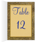 Royal Blue and Gold Table Number Card