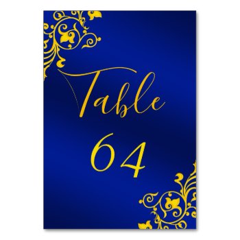 Royal Blue And Gold Table Number Cards by capturedbyKC at Zazzle