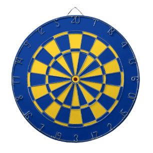 Royal Blue and Gold Team Color Dartboard and Darts