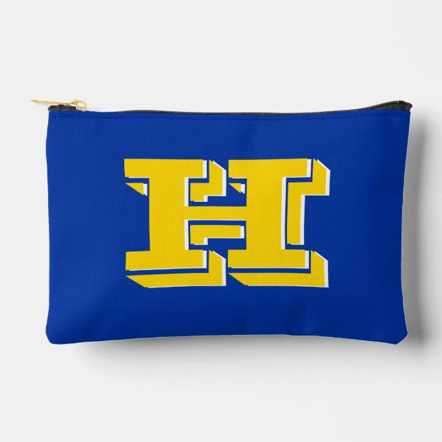 Royal Blue and Gold Team Pride Monogram Accessory Pouch (Front)