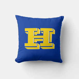 Royal Blue and Gold Team Pride Monogram Throw Pillow
